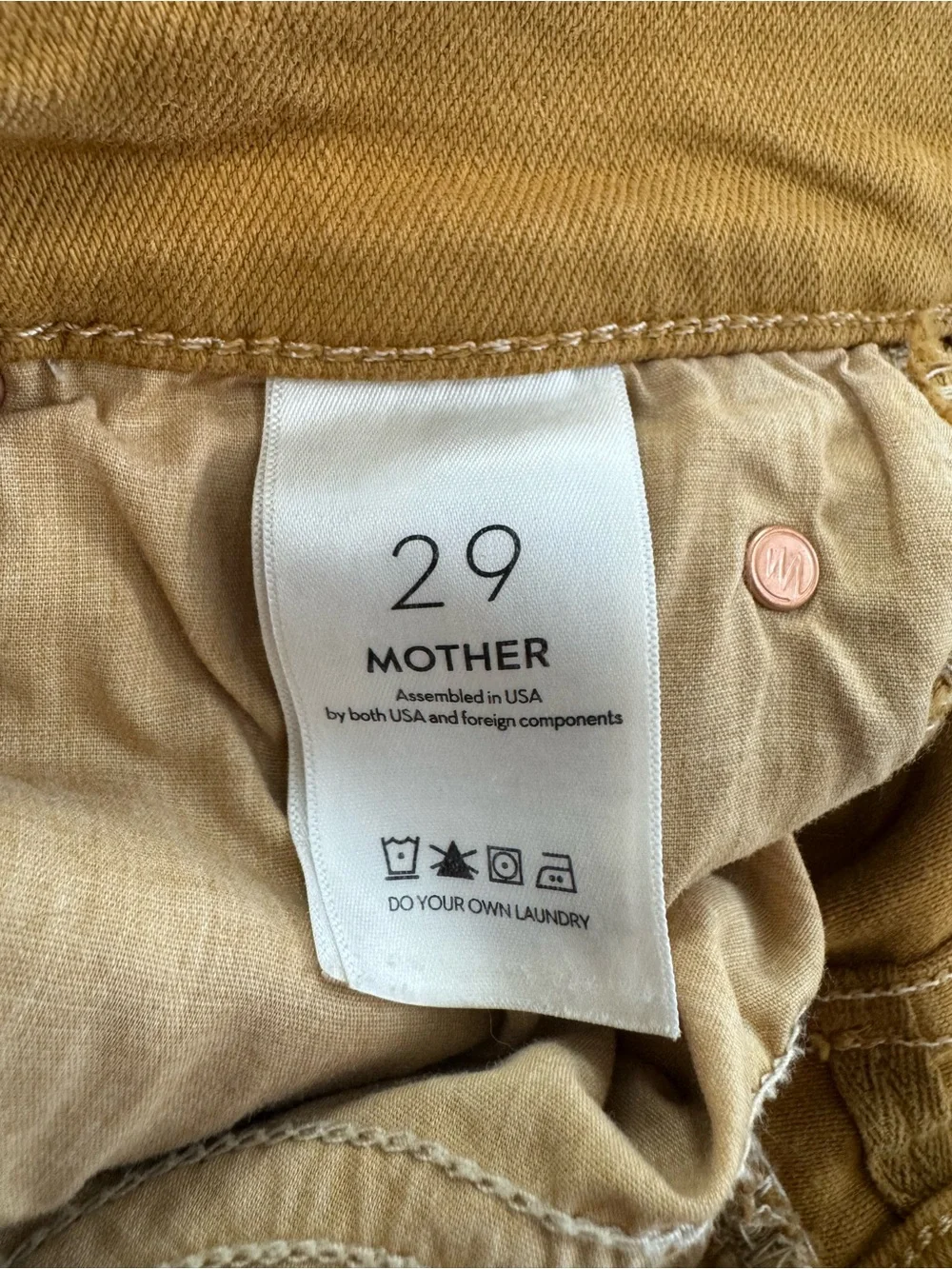 MOTHER High Waisted Rascal Distressed Denim Cutoff Shorts Buckthorn Brown Sz 29